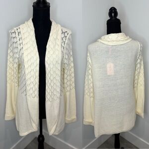 Candies Beige Long Sleeve Knit Front Open Cardigan (L)
